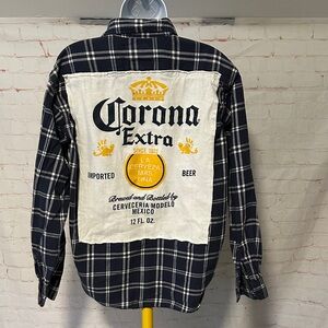 Upcycled Corona Tee Flannel Sz L